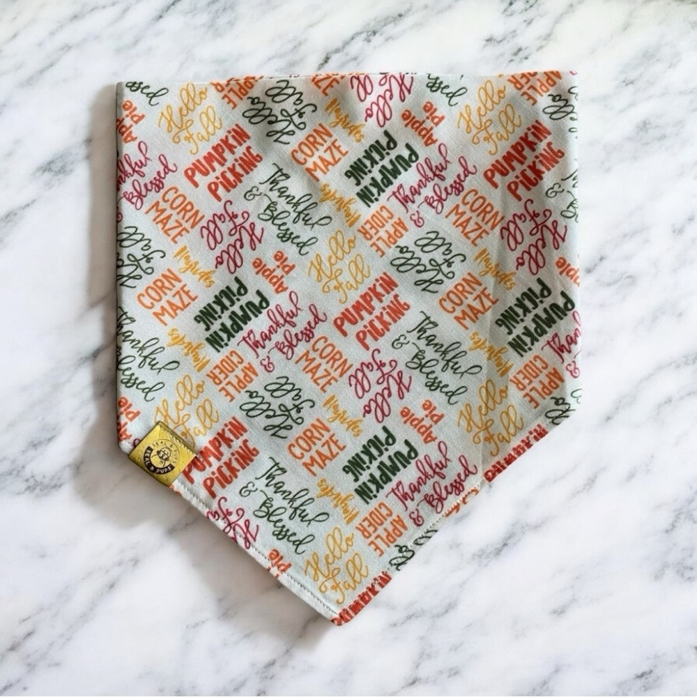 DOG Bandana - Fall Words - Size L Large